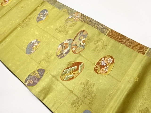 JAPANESE FUKURO OBI / WOVEN FLOWER & BUTTERFLY